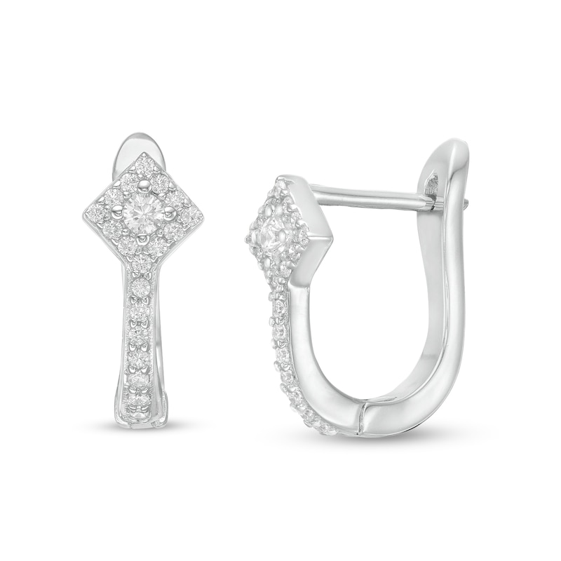 Cubic Zirconia 12.5 x 4.8mm Oval Huggie Hoop Earrings in Sterling Silver