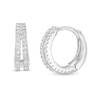 Thumbnail Image 0 of Cubic Zirconia 13mm Split Row Huggie Hoop Earrings in Solid Sterling Silver
