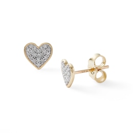 1/10 CT. T.W. Composite Diamond Heart Stud Earrings in 10K Gold