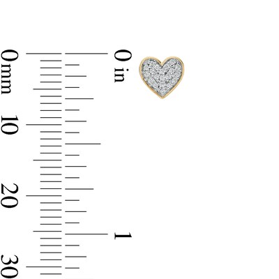 10K Solid Gold 1/10 CT. T.W.  Diamond Heart Studs