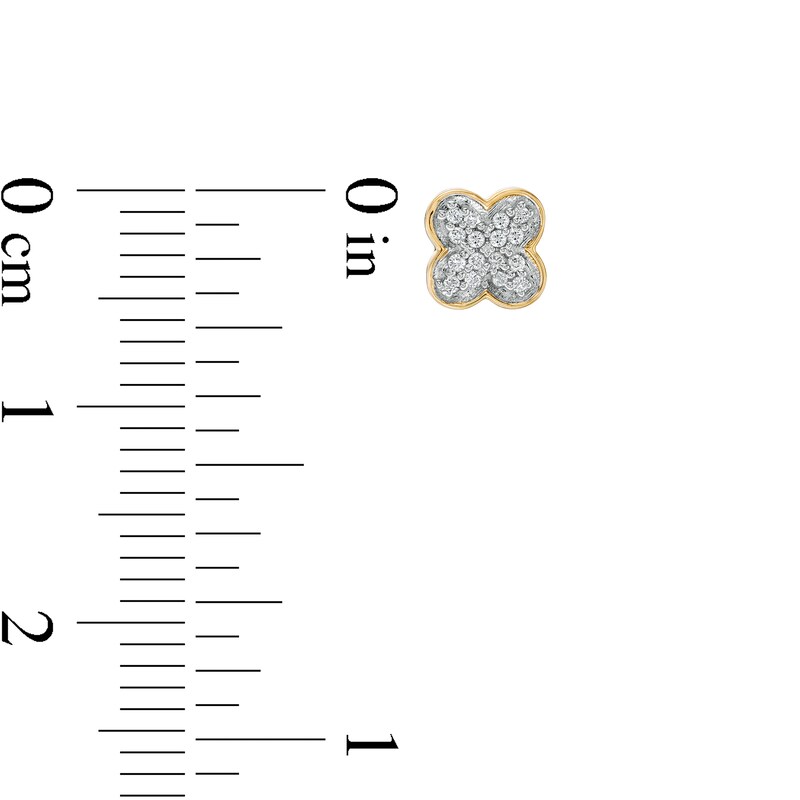 Main Image 2 of 1/10 CT. T.W. Composite Diamond Clover Stud Earrings in 10K Gold