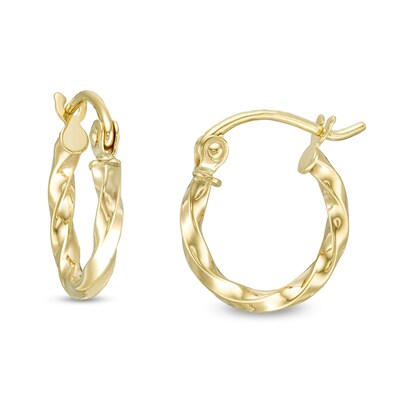 12mm Twist Hoop Earrings in 10K Tube Hollow Gold