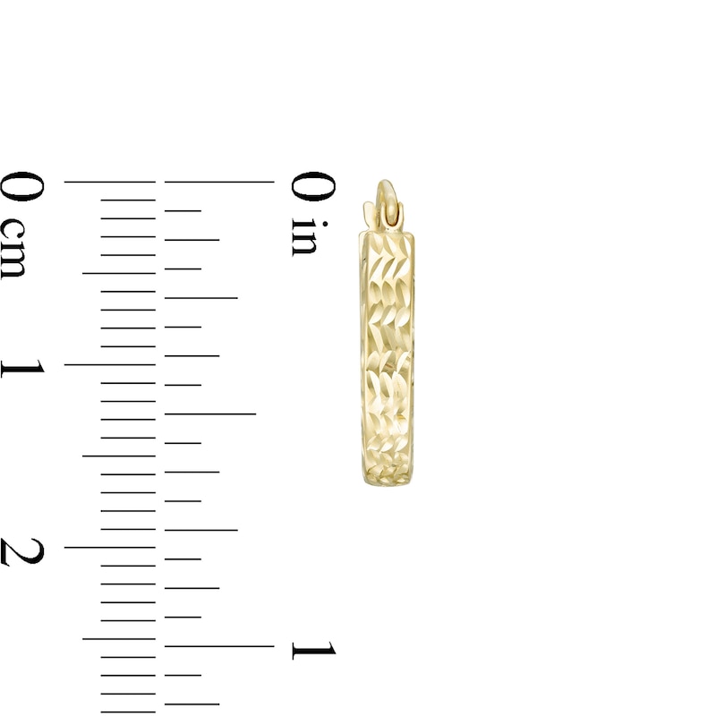 Main Image 2 of 17mm Diamond-Cut Square Hoop Earrings in 10K Tube Hollow Gold