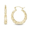 Thumbnail Image 1 of 21mm Textured Bamboo Tube Hoop Earrings in 10K Stamp Hollow Gold