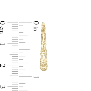 21mm Textured Bamboo Tube Hoop Earrings in 10K Stamp Hollow Gold