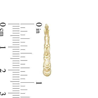 21mm Textured Bamboo Tube Hoop Earrings in 10K Stamp Hollow Gold