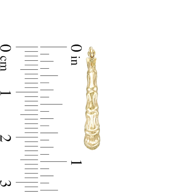 Main Image 2 of 21mm Textured Bamboo Tube Hoop Earrings in 10K Stamp Hollow Gold