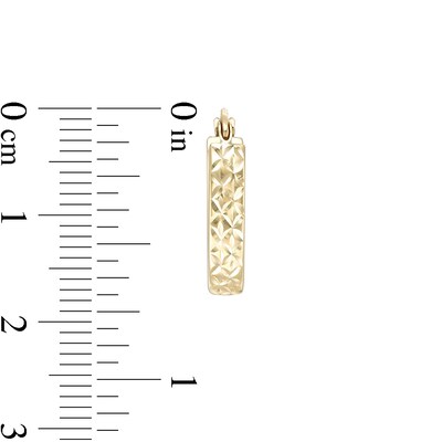 12.5 x 18mm Diamond-Cut "X" Oval Flat Hoop Earrings in 10K Tube Hollow Gold