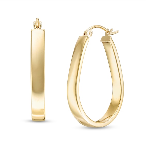 Flat Hoop Earrings 10K Yellow Gold