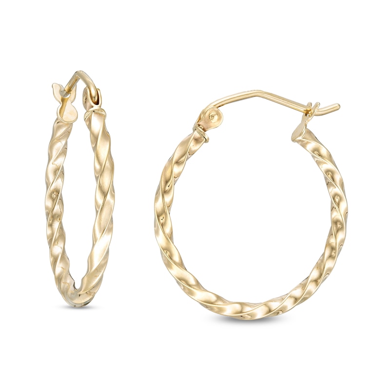 20mm Twist Hoop Earrings in 10K Tube Hollow Gold | Banter
