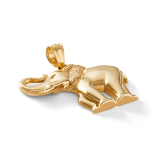 Multi-Finish Elephant Necklace Charm in 10K Gold