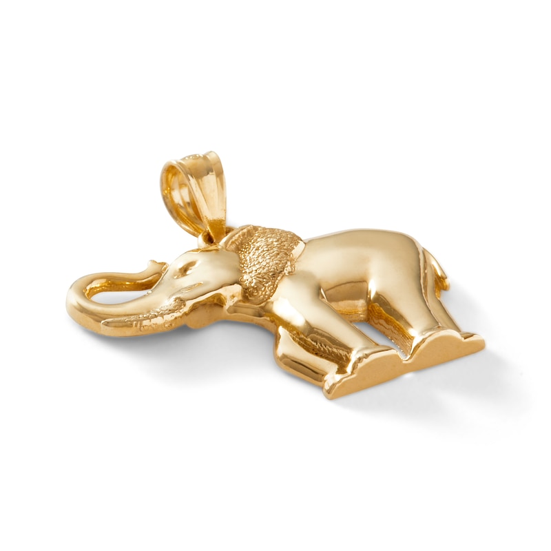 Multi-Finish Elephant Necklace Charm in 10K Gold