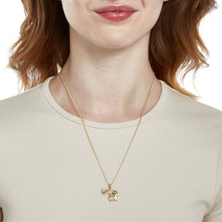 Multi-Finish Elephant Necklace Charm in 10K Gold