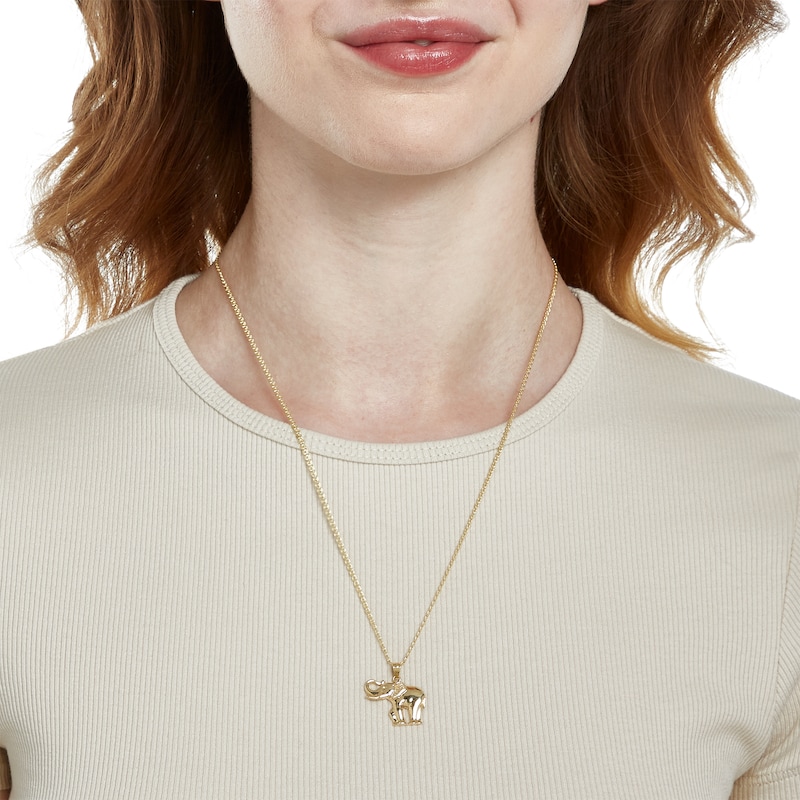 Main Image 3 of Multi-Finish Elephant Necklace Charm in 10K Gold