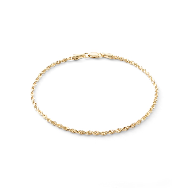 016 Gauge Diamond-Cut Rope Chain Bracelet in 10K Solid Gold