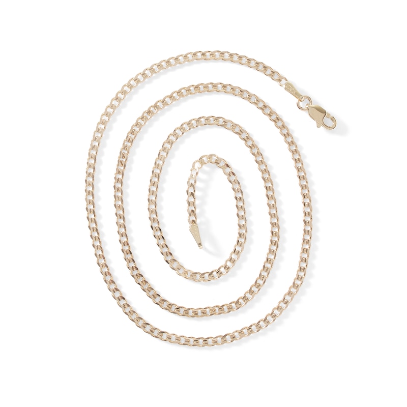 060 Gauge Solid Concave Curb Chain Necklace in 10K Gold - 18