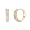 Thumbnail Image 0 of Cubic Zirconia 12mm Triple Row Huggie Hoop Earrings in 10K Solid Gold