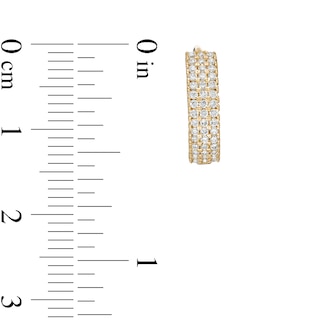 10K Solid Gold CZ Pavé Triple Row Hoops