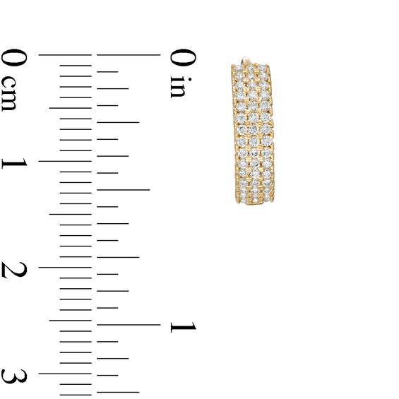 10K Solid Gold CZ Pavé Triple Row Hoops