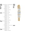 Cubic Zirconia 15mm Three Stone Oval Hoop Earrings in 10K Gold