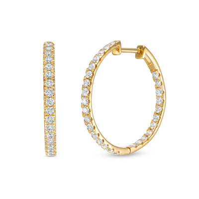 Cubic Zirconia 25mm Inside-Out Hoop Earrings in 10K Gold