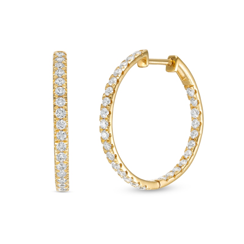 Cubic Zirconia 25mm Inside-Out Hoop Earrings in 10K Gold
