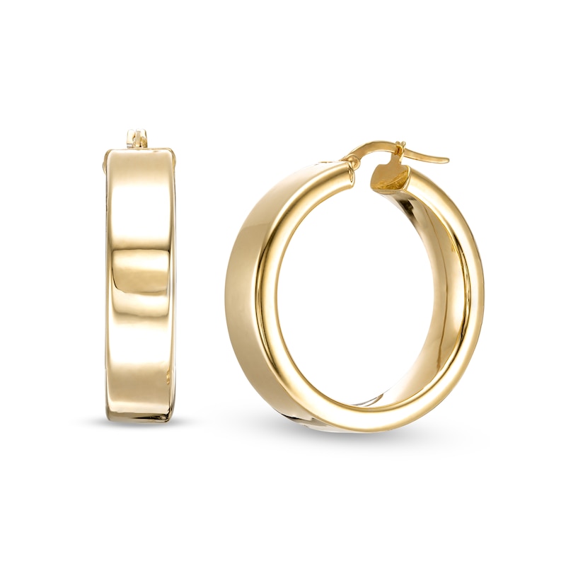 Made in Italy 25mm Square Hoop Earrings in 10K Gold Tube | Banter
