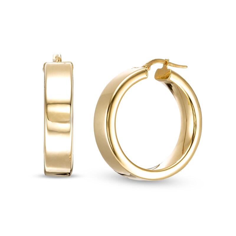 Made in Italy 25mm Square Hoop Earrings in 10K Gold Tube