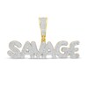 Thumbnail Image 1 of 1/2 CT. T.W. Diamond Puff Block "SAVAGE" Necklace Charm in 10K Gold