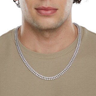 Sterling Silver 1-1/4 CT. T.W. Diamond Double Row Tennis Necklace - 22"