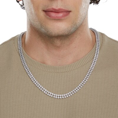 Sterling Silver 1-1/4 CT. T.W. Diamond Double Row Tennis Necklace - 22"