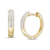 1/10 CT. T.W. Diamond Double Row Knife Edge Huggie Hoop Earrings in 10K Gold
