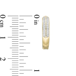 1/10 CT. T.W. Diamond Double Row Knife Edge Huggie Hoop Earrings in 10K Gold