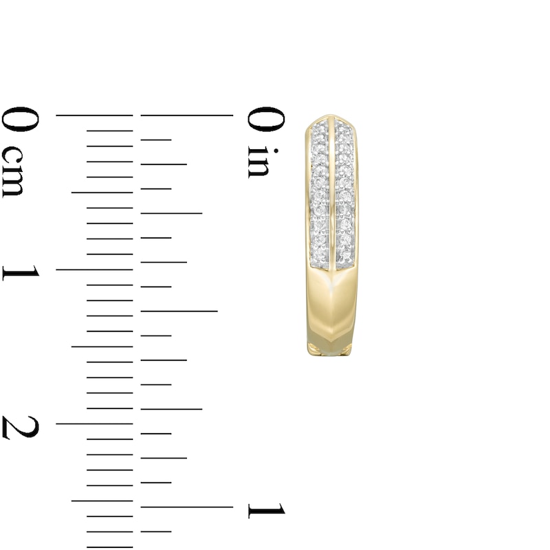 1/10 CT. T.W. Diamond Double Row Knife Edge Huggie Hoop Earrings in 10K Gold