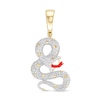 Thumbnail Image 0 of 1/10 CT. T.W. Diamond and Simulated Ruby with Red Enamel Snake Necklace Charm in Sterling Silver with 14K Gold Plate