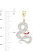 Thumbnail Image 1 of 1/10 CT. T.W. Diamond and Simulated Ruby with Red Enamel Snake Necklace Charm in Sterling Silver with 14K Gold Plate