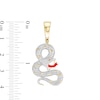 Thumbnail Image 2 of 14K Gold Plate 1/10 CT. T.W. Diamond and Simulated Ruby with Red Enamel Snake Necklace Charm