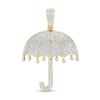 1/4 CT. T.W. Diamond Dripping Rain Umbrella Necklace Charm in 10K Gold