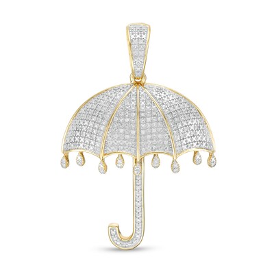 1/4 CT. T.W. Diamond Dripping Rain Umbrella Necklace Charm in 10K Gold