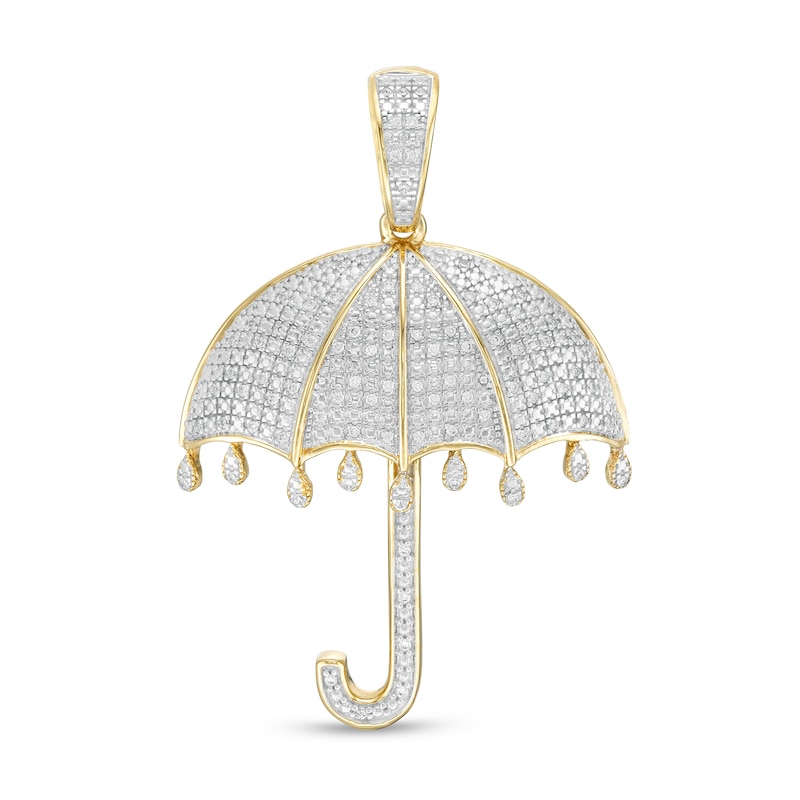 1/4 CT. T.W. Diamond Dripping Rain Umbrella Necklace Charm in 10K Gold