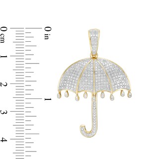 1/4 CT. T.W. Diamond Dripping Rain Umbrella Necklace Charm in 10K Gold
