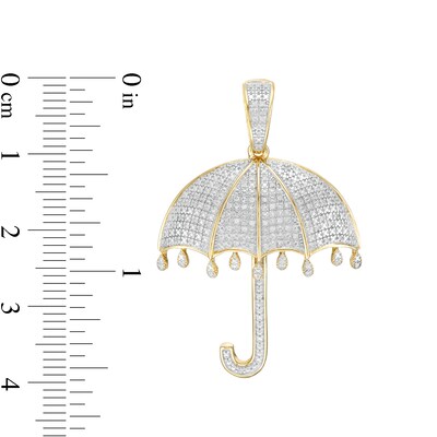 1/4 CT. T.W. Diamond Dripping Rain Umbrella Necklace Charm in 10K Gold