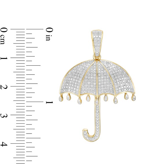 1/4 CT. T.W. Diamond Dripping Rain Umbrella Necklace Charm in 10K Gold