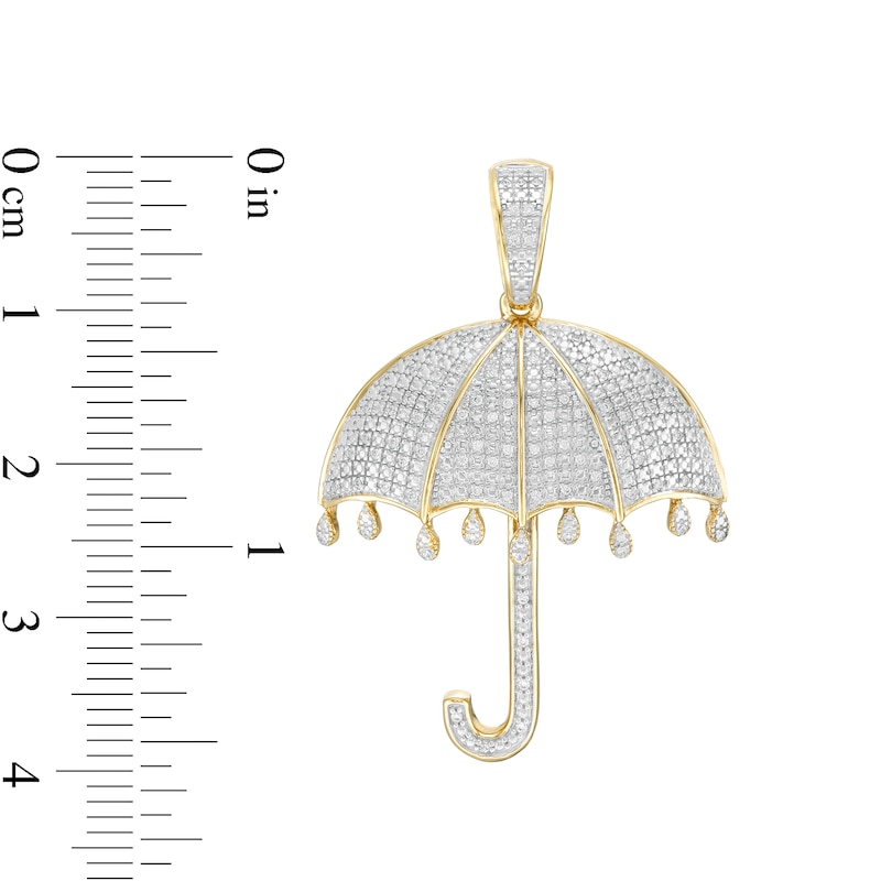 1/4 CT. T.W. Diamond Dripping Rain Umbrella Necklace Charm in 10K Gold