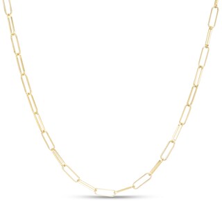 Made in Italy Solid Paper Clip Link Chain Necklace in 10K Gold – 20"
