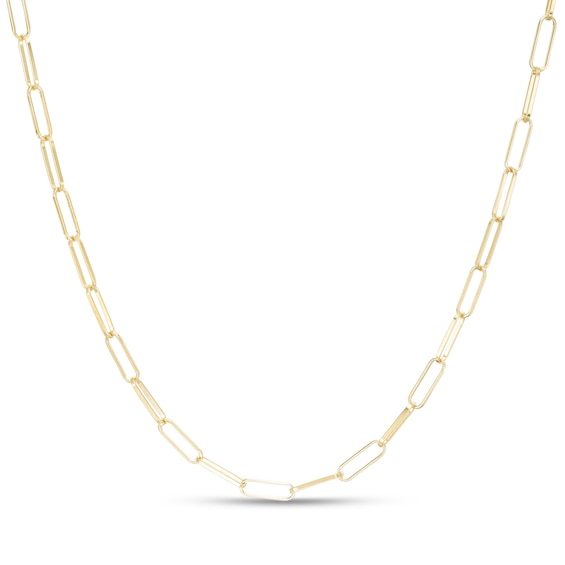 Made in Italy Solid Paper Clip Link Chain Necklace in 10K Gold – 20"