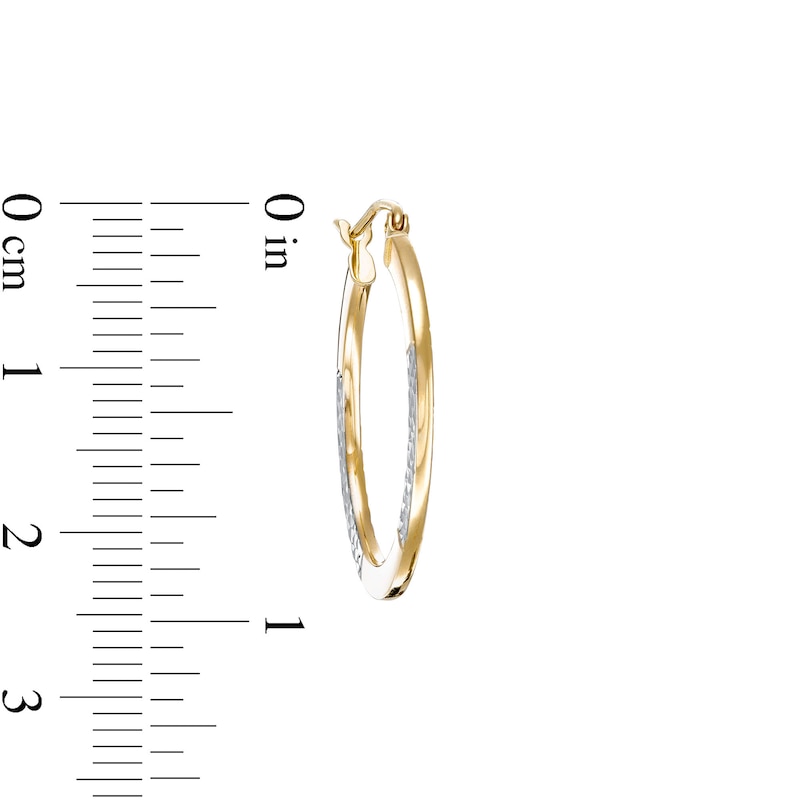 Main Image 2 of Hollow 25mm Diamond-Cut Hoop Earrings in 10K Two-Tone Gold