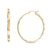 Hollow 40mm Diamond-Cut Square Station Hoop Earrings in 10K Two-Tone Gold