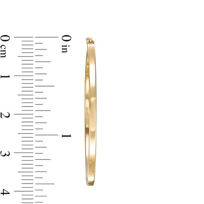 Hollow 40mm Diamond-Cut Square Station Hoop Earrings in 10K Two-Tone Gold