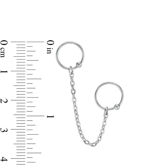 020 Gauge Double Captive Bead Ring with Chain Cartilage Hoop in Stainless Steel and Brass